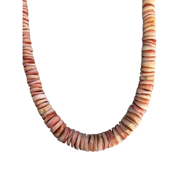 Spiny Oyster Puma Shell Heshi Tribal Necklace 17 1/2" - Picture 6 of 8